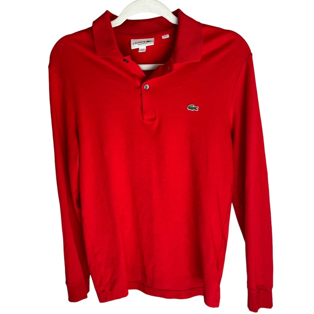 Lacoste - Red Collared Long Sleeve Polo Shirt - Size S - Picture 5 of 7